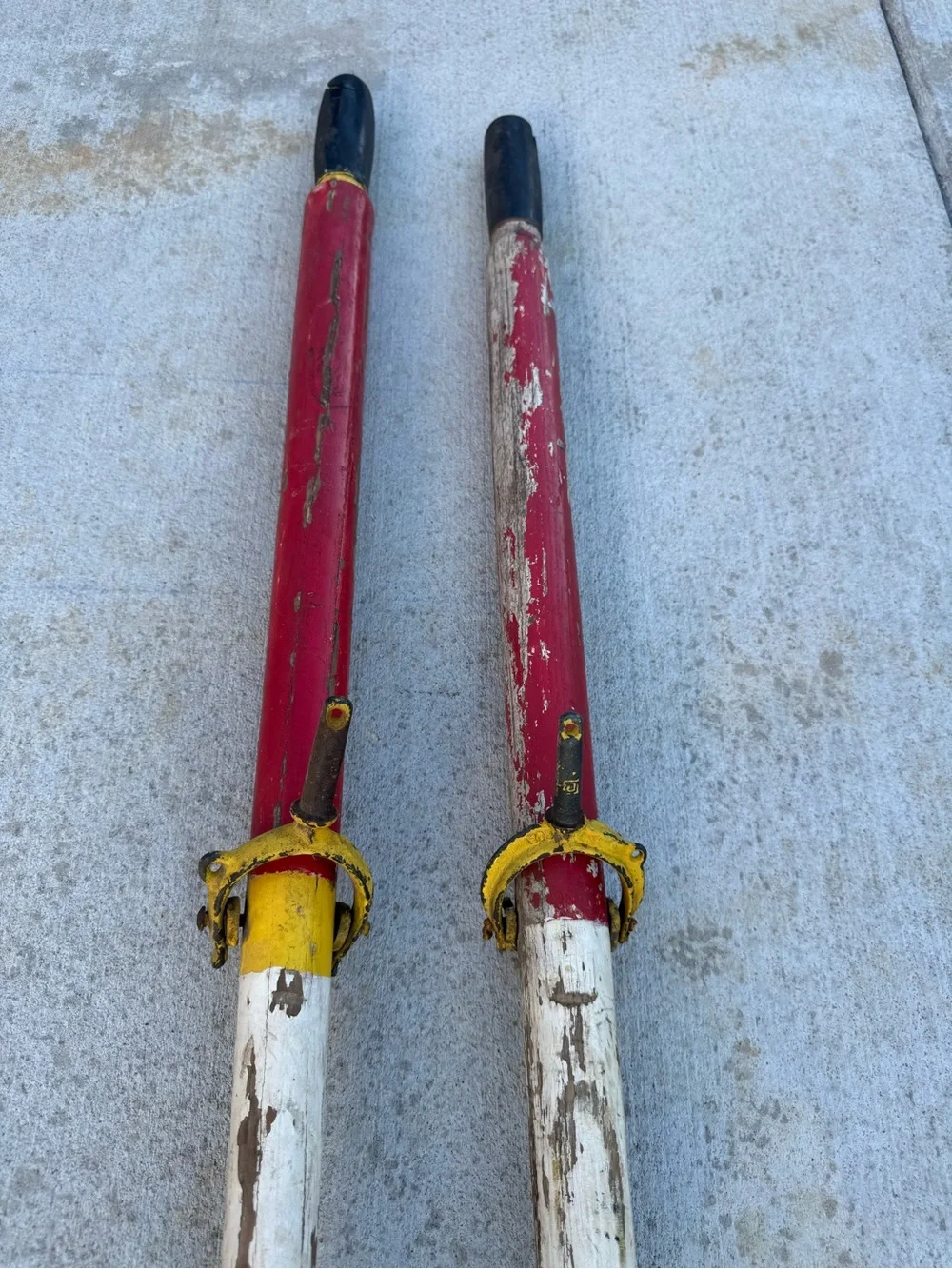 Vintage Wooden Boat Oars Original Paint And Metal Oar Locks Rare Find